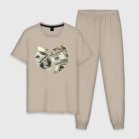 Мужская пижама хлопок с принтом Wu Tang dollars в Тюмени, 100% хлопок | брюки и футболка прямого кроя, без карманов, на брюках мягкая резинка на поясе и по низу штанин
 | Тематика изображения на принте: 