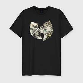 Мужская футболка хлопок Slim с принтом Wu Tang dollars в Белгороде, 92% хлопок, 8% лайкра | приталенный силуэт, круглый вырез ворота, длина до линии бедра, короткий рукав | Тематика изображения на принте: 