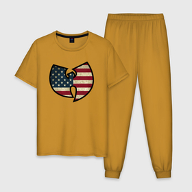 Мужская пижама хлопок с принтом Wu Tang USA , 100% хлопок | брюки и футболка прямого кроя, без карманов, на брюках мягкая резинка на поясе и по низу штанин
 | Тематика изображения на принте: 