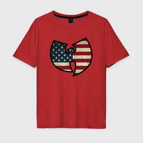 Мужская футболка хлопок Oversize с принтом Wu Tang USA в Курске, 100% хлопок | свободный крой, круглый ворот, “спинка” длиннее передней части | 