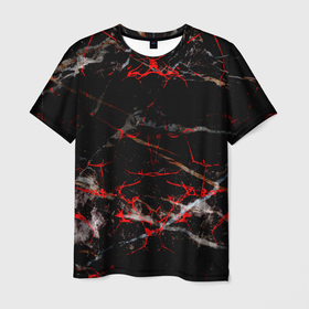 Мужская футболка 3D с принтом Красные узоры в Ухте, 100% полиэфир | прямой крой, круглый вырез горловины, длина до линии бедер | 