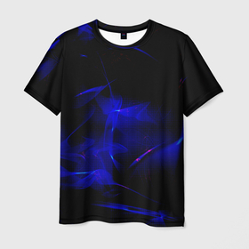 Мужская футболка 3D с принтом Синий дым узоры в Белгороде, 100% полиэфир | прямой крой, круглый вырез горловины, длина до линии бедер | Тематика изображения на принте: 