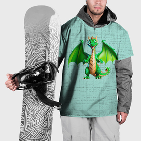 Накидка на куртку 3D с принтом Нейросеть   зелёный деревянный дракон рисунок в Белгороде, 100% полиэстер |  | 