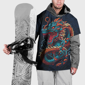 Накидка на куртку 3D с принтом Синий морской дракон в Екатеринбурге, 100% полиэстер |  | Тематика изображения на принте: 