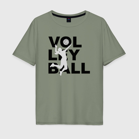 Мужская футболка хлопок Oversize с принтом Volleyball player в Петрозаводске, 100% хлопок | свободный крой, круглый ворот, “спинка” длиннее передней части | 