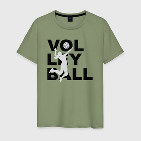 Мужская футболка хлопок с принтом Volleyball player , 100% хлопок | прямой крой, круглый вырез горловины, длина до линии бедер, слегка спущенное плечо. | Тематика изображения на принте: 