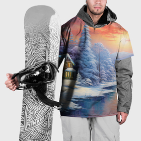Накидка на куртку 3D с принтом Снежное  волшебство , 100% полиэстер |  | Тематика изображения на принте: 