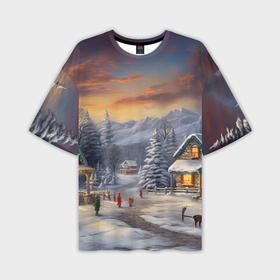 Мужская футболка oversize 3D с принтом Мерцание праздничных огней ,  |  | Тематика изображения на принте: 