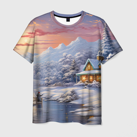 Мужская футболка 3D с принтом Ожившие сказки зимнего леса в Курске, 100% полиэфир | прямой крой, круглый вырез горловины, длина до линии бедер | 