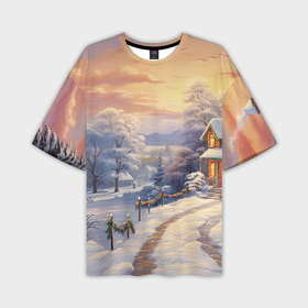 Мужская футболка oversize 3D с принтом Морозное утро с ароматом хвои в Петрозаводске,  |  | 