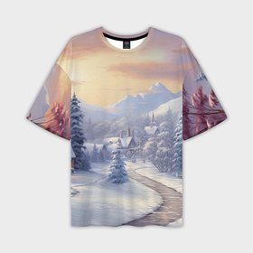 Мужская футболка oversize 3D с принтом Морозное утро  с ароматом хвои в Петрозаводске,  |  | 