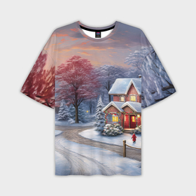 Мужская футболка oversize 3D с принтом Волшебство зимней природы ,  |  | Тематика изображения на принте: 