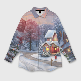 Мужская рубашка oversize 3D с принтом Волшебство зимней природы ,  |  | Тематика изображения на принте: 