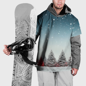 Накидка на куртку 3D с принтом Волшебство зимней природы  иней на деревьях в Тюмени, 100% полиэстер |  | 