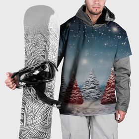 Накидка на куртку 3D с принтом Волшебство зимней  природы  иней на деревьях в Тюмени, 100% полиэстер |  | 