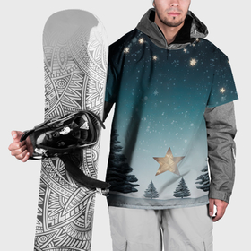 Накидка на куртку 3D с принтом Зимний пейзаж с елями  и снегом в Курске, 100% полиэстер |  | 