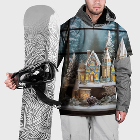 Накидка на куртку 3D с принтом Снежный день в городе в Тюмени, 100% полиэстер |  | Тематика изображения на принте: 