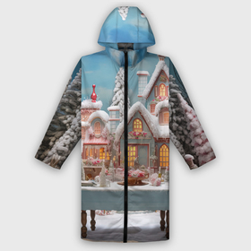 Мужской дождевик 3D с принтом Снежный  день в городе ,  |  | Тематика изображения на принте: 
