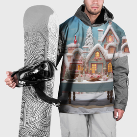 Накидка на куртку 3D с принтом Снежный  день в городе в Тюмени, 100% полиэстер |  | Тематика изображения на принте: 