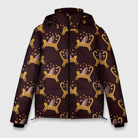 Мужская зимняя куртка 3D с принтом Крылатый леопардовый кот в Тюмени, верх — 100% полиэстер; подкладка — 100% полиэстер; утеплитель — 100% полиэстер | длина ниже бедра, свободный силуэт Оверсайз. Есть воротник-стойка, отстегивающийся капюшон и ветрозащитная планка. 

Боковые карманы с листочкой на кнопках и внутренний карман на молнии. | 