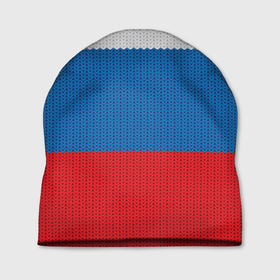 Шапка 3D с принтом Вязаный российский флаг в Санкт-Петербурге, 100% полиэстер | универсальный размер, печать по всей поверхности изделия | 