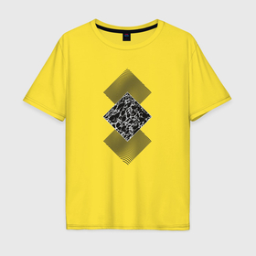 Мужская футболка хлопок Oversize с принтом Ромб абстракция в Екатеринбурге, 100% хлопок | свободный крой, круглый ворот, “спинка” длиннее передней части | 