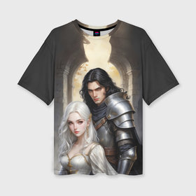 Женская футболка oversize 3D с принтом Принцесса и её рыцарь в Санкт-Петербурге,  |  | 