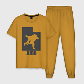 Мужская пижама хлопок с принтом Дзюдоисты в Белгороде, 100% хлопок | брюки и футболка прямого кроя, без карманов, на брюках мягкая резинка на поясе и по низу штанин
 | 