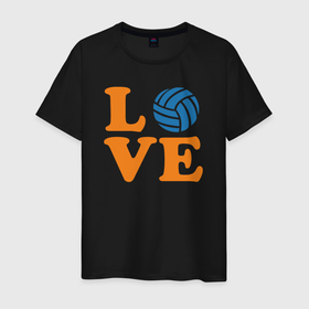 Мужская футболка хлопок с принтом Любовь к волейболу в Санкт-Петербурге, 100% хлопок | прямой крой, круглый вырез горловины, длина до линии бедер, слегка спущенное плечо. | 