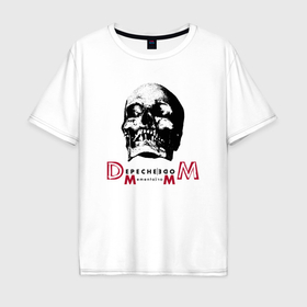 Мужская футболка хлопок Oversize с принтом Depeche Mode   Memento Mori skulls в Курске, 100% хлопок | свободный крой, круглый ворот, “спинка” длиннее передней части | 