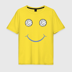 Мужская футболка хлопок Oversize с принтом Волейбольный позитив в Новосибирске, 100% хлопок | свободный крой, круглый ворот, “спинка” длиннее передней части | Тематика изображения на принте: 