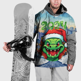 Накидка на куртку 3D с принтом Дракон зимние забавы в Тюмени, 100% полиэстер |  | Тематика изображения на принте: 