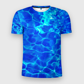 Мужская футболка 3D Slim с принтом Чистая вода океаны , 100% полиэстер с улучшенными характеристиками | приталенный силуэт, круглая горловина, широкие плечи, сужается к линии бедра | 