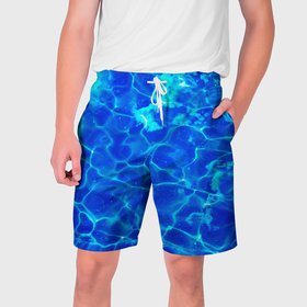 Мужские шорты 3D с принтом Чистая вода океаны ,  полиэстер 100% | прямой крой, два кармана без застежек по бокам. Мягкая трикотажная резинка на поясе, внутри которой широкие завязки. Длина чуть выше колен | 