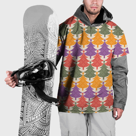 Накидка на куртку 3D с принтом Новогодние разноцветные ёлочки в Тюмени, 100% полиэстер |  | 