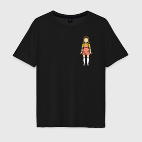 Мужская футболка хлопок Oversize с принтом Кукла из Игры кальмара в Кировске, 100% хлопок | свободный крой, круглый ворот, “спинка” длиннее передней части | Тематика изображения на принте: 