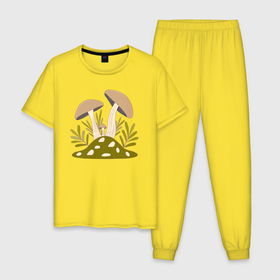 Мужская пижама хлопок с принтом Грибы   три лесных гриба в Курске, 100% хлопок | брюки и футболка прямого кроя, без карманов, на брюках мягкая резинка на поясе и по низу штанин
 | 