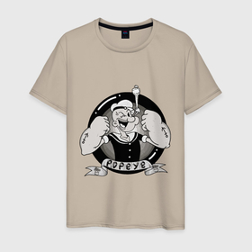 Мужская футболка хлопок с принтом Popeye   gym в Санкт-Петербурге, 100% хлопок | прямой крой, круглый вырез горловины, длина до линии бедер, слегка спущенное плечо. | 