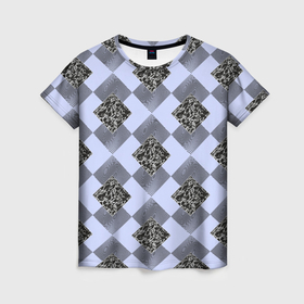 Женская футболка 3D с принтом Ромб пятнистый в Белгороде, 100% полиэфир ( синтетическое хлопкоподобное полотно) | прямой крой, круглый вырез горловины, длина до линии бедер | 