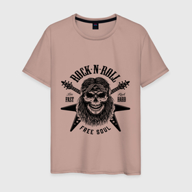 Мужская футболка хлопок с принтом Rock n roll   live fast rock hard в Екатеринбурге, 100% хлопок | прямой крой, круглый вырез горловины, длина до линии бедер, слегка спущенное плечо. | Тематика изображения на принте: 