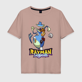 Мужская футболка хлопок Oversize с принтом Rayman and Globox fight , 100% хлопок | свободный крой, круглый ворот, “спинка” длиннее передней части | 