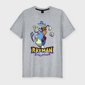 Мужская футболка хлопок Slim с принтом Rayman and Globox fight , 92% хлопок, 8% лайкра | приталенный силуэт, круглый вырез ворота, длина до линии бедра, короткий рукав | 