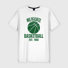 Мужская футболка хлопок Slim с принтом Milwaukee basketball 1968 в Белгороде, 92% хлопок, 8% лайкра | приталенный силуэт, круглый вырез ворота, длина до линии бедра, короткий рукав | 