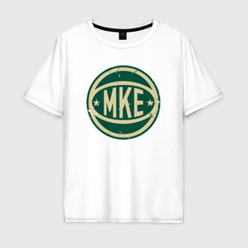 Мужская футболка хлопок Oversize с принтом Milwaukee star ball , 100% хлопок | свободный крой, круглый ворот, “спинка” длиннее передней части | Тематика изображения на принте: 