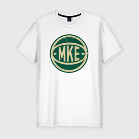 Мужская футболка хлопок Slim с принтом Milwaukee star ball в Новосибирске, 92% хлопок, 8% лайкра | приталенный силуэт, круглый вырез ворота, длина до линии бедра, короткий рукав | 