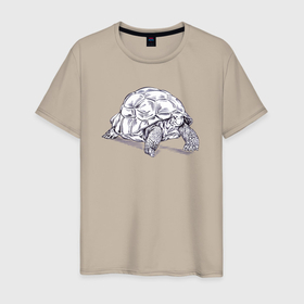 Мужская футболка хлопок с принтом Гигантская черепаха в Санкт-Петербурге, 100% хлопок | прямой крой, круглый вырез горловины, длина до линии бедер, слегка спущенное плечо. | 