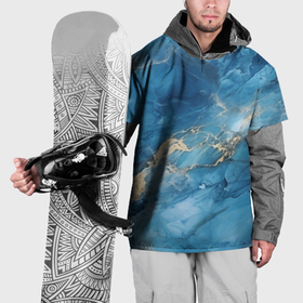 Накидка на куртку 3D с принтом Синий мрамор , 100% полиэстер |  | Тематика изображения на принте: 