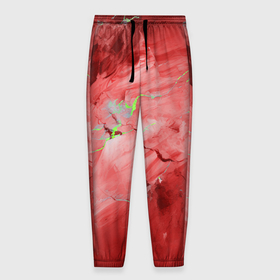 Мужские брюки 3D с принтом Красный мрамор в Кировске, 100% полиэстер | манжеты по низу, эластичный пояс регулируется шнурком, по бокам два кармана без застежек, внутренняя часть кармана из мелкой сетки | 