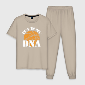 Мужская пижама хлопок с принтом ДНК баскетбола , 100% хлопок | брюки и футболка прямого кроя, без карманов, на брюках мягкая резинка на поясе и по низу штанин
 | Тематика изображения на принте: 