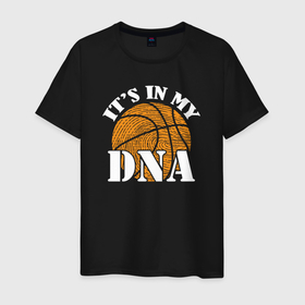 Мужская футболка хлопок с принтом ДНК баскетбола , 100% хлопок | прямой крой, круглый вырез горловины, длина до линии бедер, слегка спущенное плечо. | Тематика изображения на принте: 